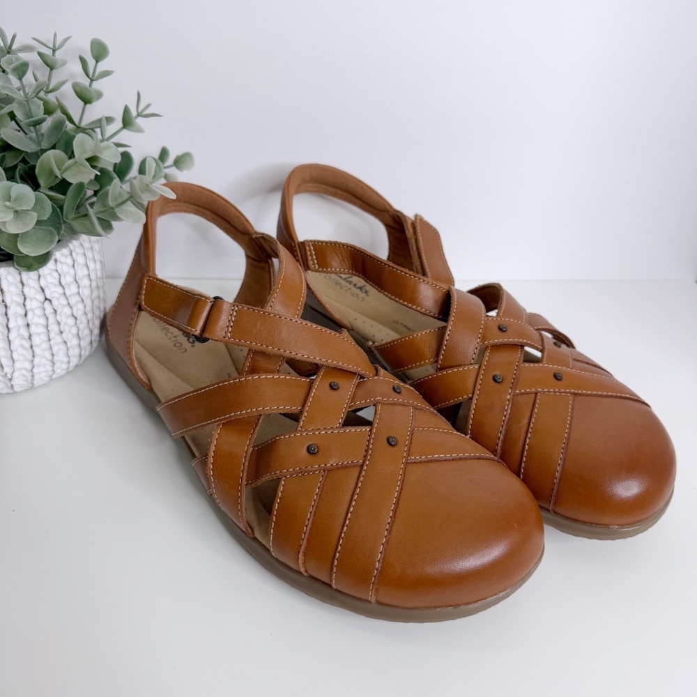Clarks Elizabelle Sea Fisherman Sandals Leather Tan Size 10 Timesless‎ Practical
